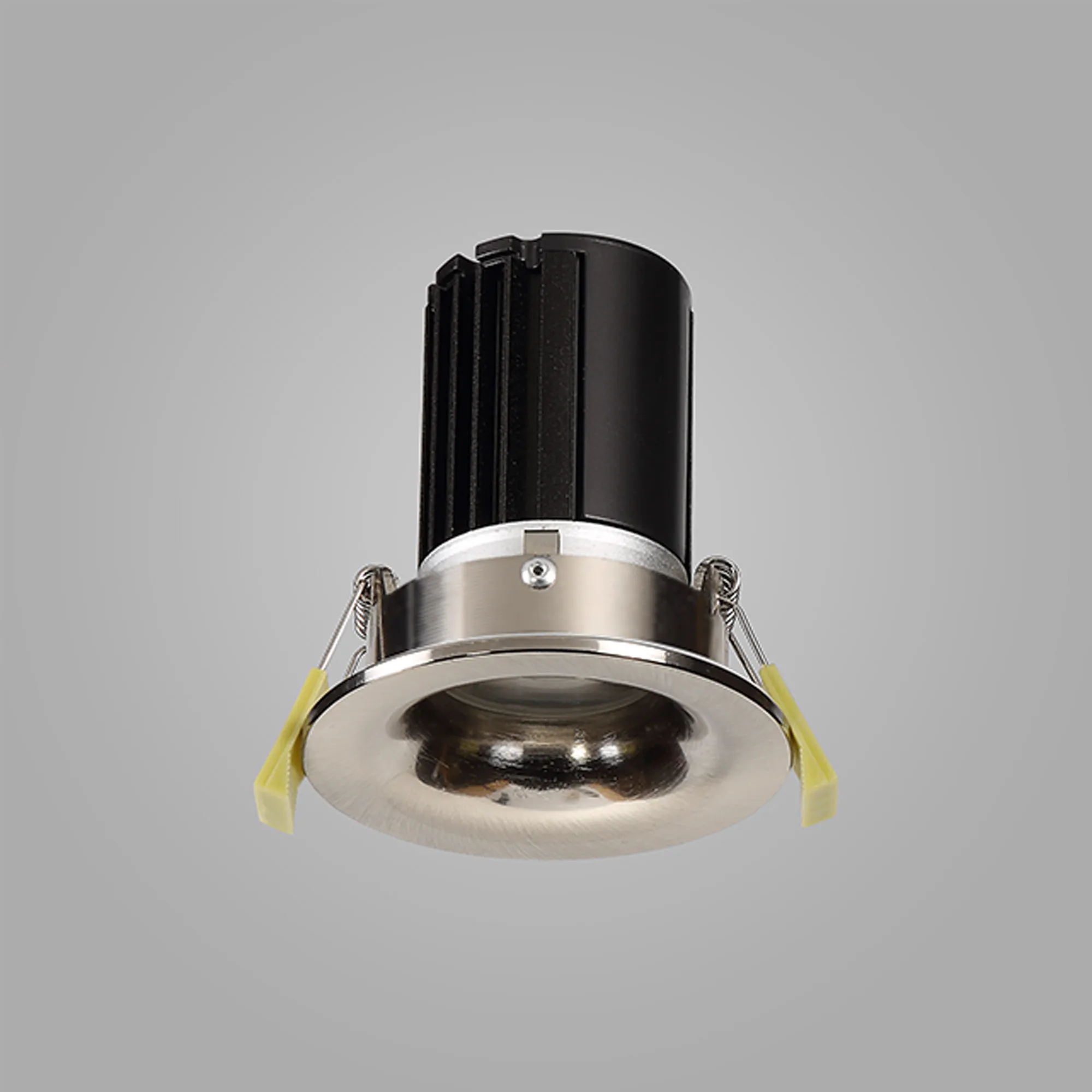 Bruve 12 Tridonic powered 12W 3000K 1200lm 36° LED Engine,300mA , CRI>90 LED Engine Satin Nickel Fixed Round Recessed Downlight, Inner Glass cover, IP65 DM202495  Dlux Bruve 12 IP65